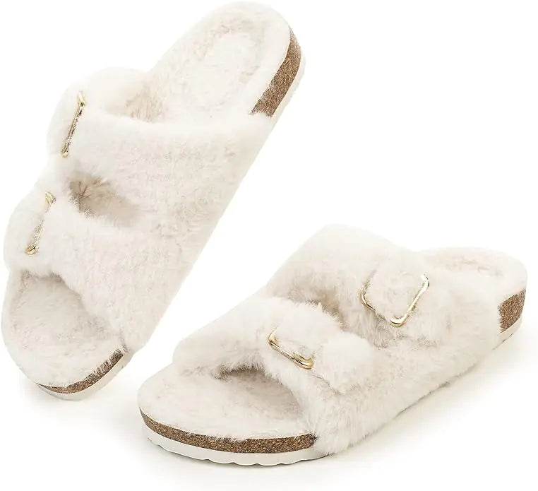 Adjustable Winter Fluffy Slides